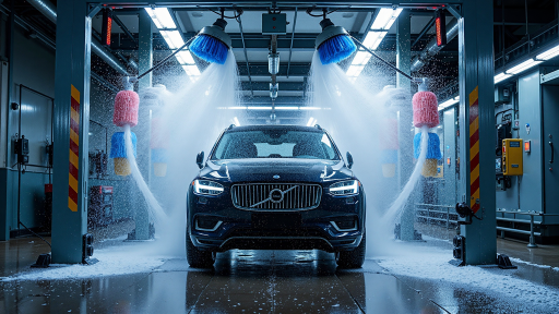 Eco-friendly car wash equipment with water treatment system, green technology indicators, sustainable design